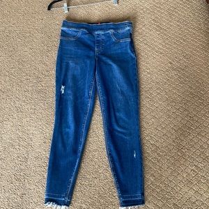 SPANX Pull On distressed denim jeggings